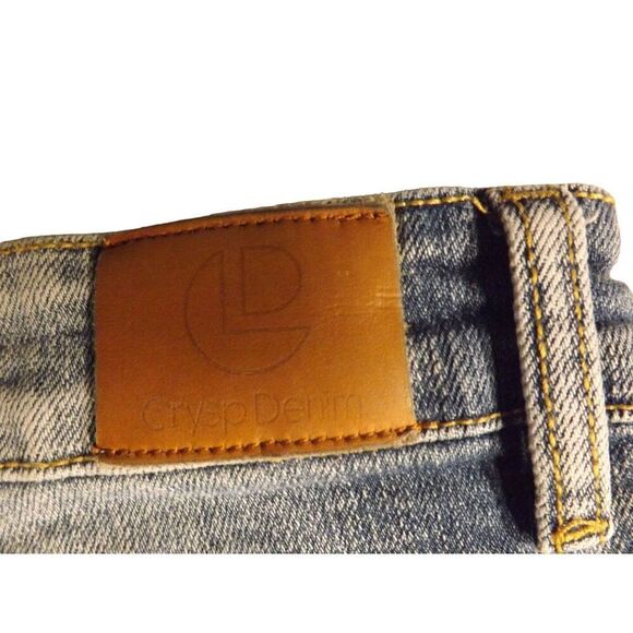 Crysp Denim Jeans Men Sz 28 Blue Distressed Frayed Straight Leg Workwear - Picture 8 of 8